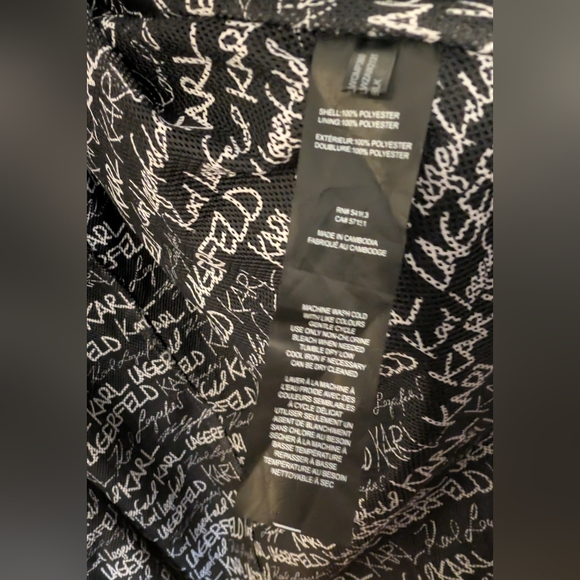 Karl Lagerfeld Paris Black Hooded Rain Coat Jacket Size XL - Picture 7 of 7